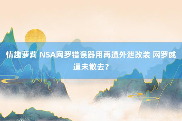 情趣萝莉 NSA网罗错误器用再遭外泄改装 网罗威逼未散去？