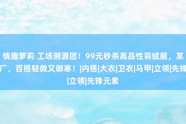 情趣萝莉 工场溯源团！99元秒杀高品性羽绒服，某登同厂，百搭轻微又御寒！|内搭|大衣|卫衣|马甲|立领|先锋元素