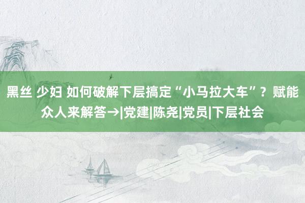 黑丝 少妇 如何破解下层搞定“小马拉大车”？赋能众人来解答→|党建|陈尧|党员|下层社会