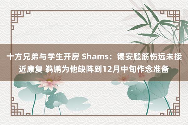十方兄弟与学生开房 Shams：锡安腿筋伤远未接近康复 鹈鹕为他缺阵到12月中旬作念准备