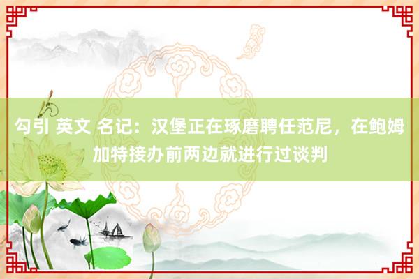 勾引 英文 名记：汉堡正在琢磨聘任范尼，在鲍姆加特接办前两边就进行过谈判